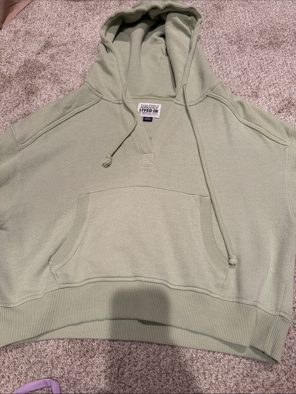 American Eagle Outfitters Light Sage Waffle Hoodie